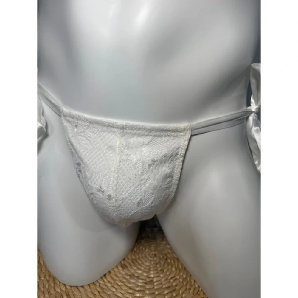 Cosabella Men's Italian Tie Thong Moon Ivory Never Say Never Lace Underwear L